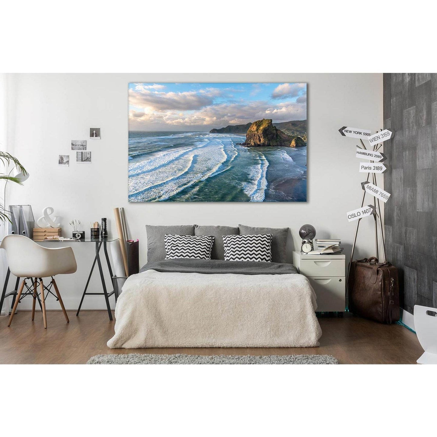 Lion Rock And Piha Beach №SL154 Ready to Hang Canvas Print - Zellart Canvas Prints 0new, ALL_Products, Beach Ocean & Waves, Lion