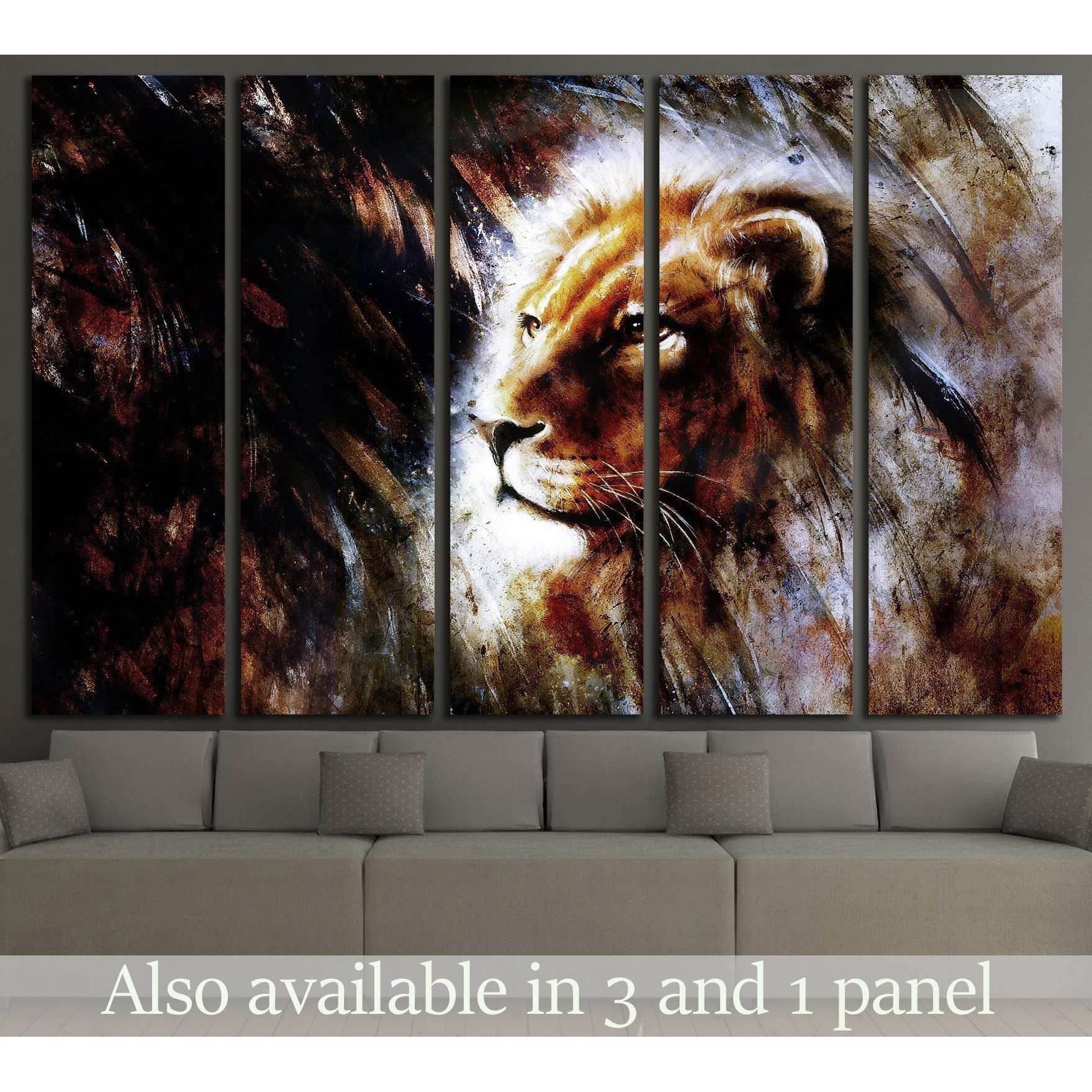 Lion Stare Head shot №1852 Ready to Hang Canvas Print