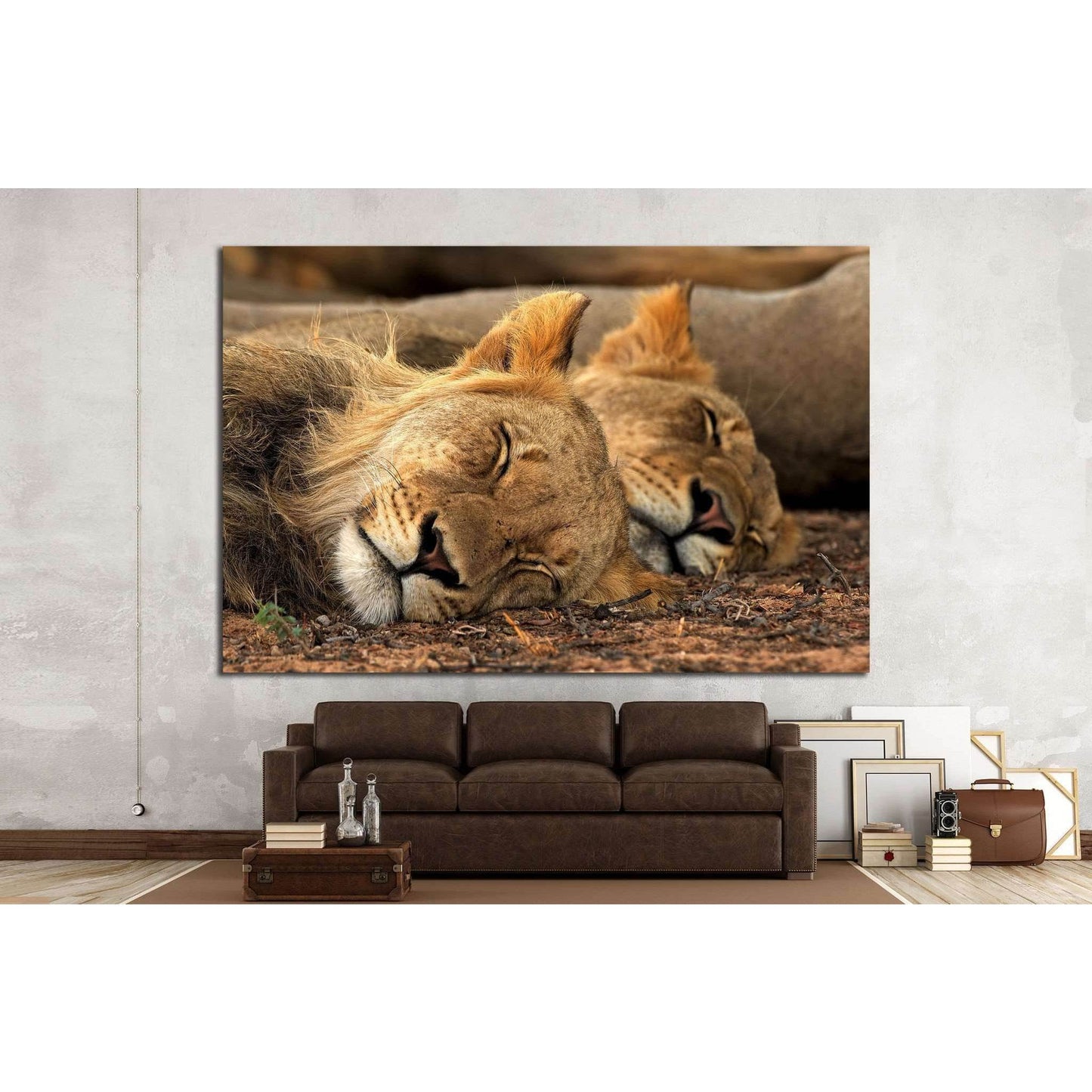 Lion Tandem №1112 Ready to Hang Canvas Print - Zellart Canvas Prints ALL_Products, Lion, s-1112