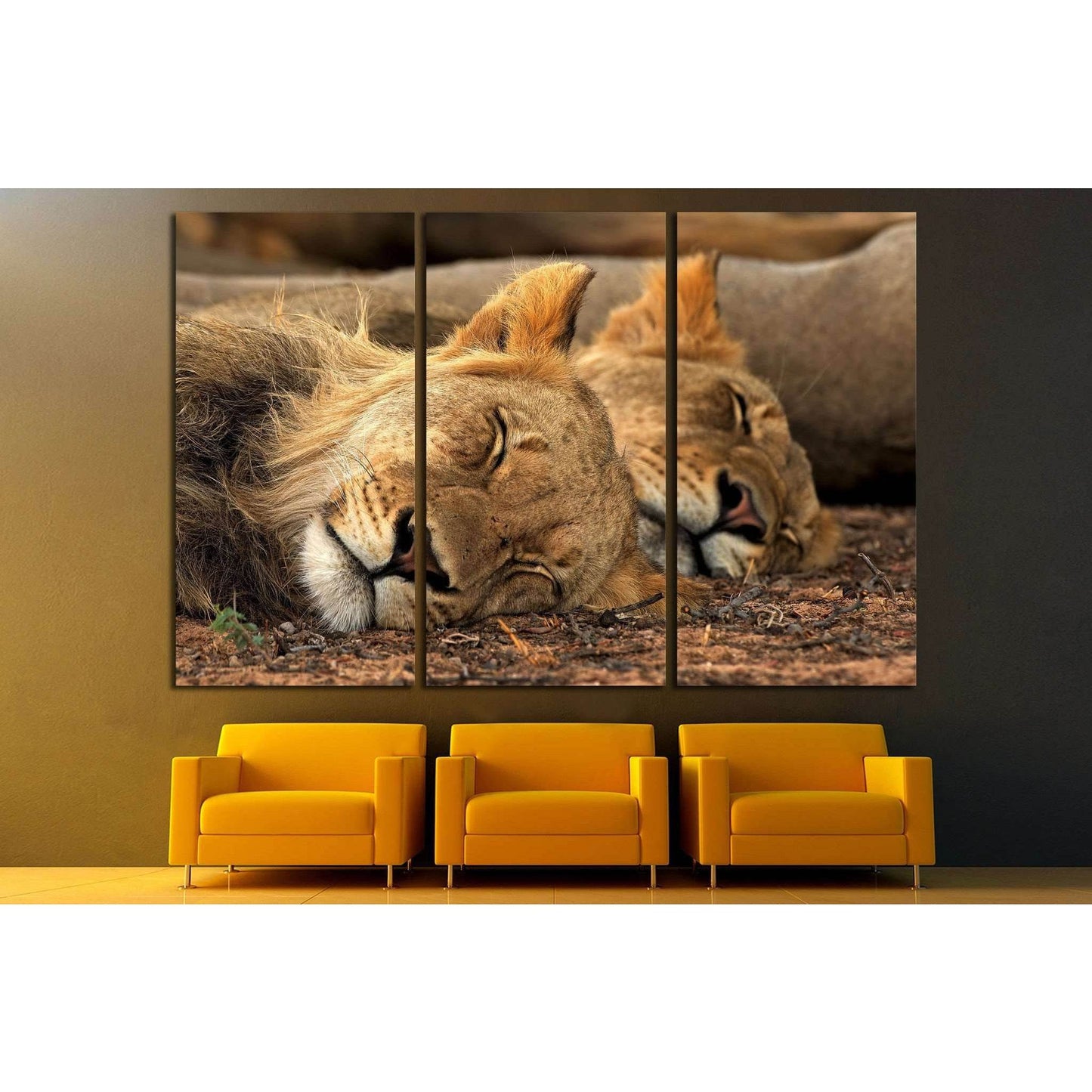 Lion Tandem №1112 Ready to Hang Canvas Print - Zellart Canvas Prints ALL_Products, Lion, s-1112