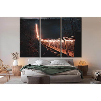 Lit Up Bridge At Night №SL1135 Ready to Hang Canvas Print - Zellart Canvas Prints 0new, ALL_Products, Bridges Wall Art
