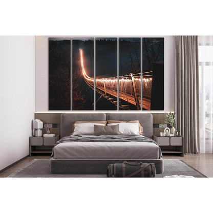 Lit Up Bridge At Night №SL1135 Ready to Hang Canvas Print - Zellart Canvas Prints 0new, ALL_Products, Bridges Wall Art