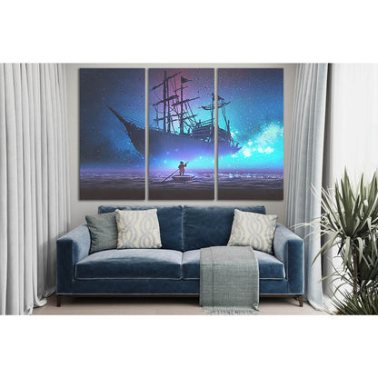 Little Boy And Fairy Ship №SL1255 Ready to Hang Canvas Print - Zellart Canvas Prints 0new, ALL_Products, Fantasy And Sci Fi Wall Art