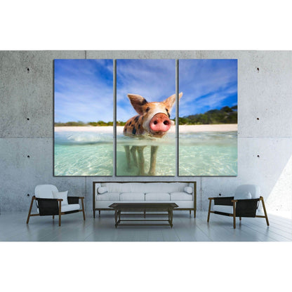 Little piglet in a water at beach on Exuma Bahamas №2350 Ready to Hang Canvas PrintCanvas art arrives ready to hang, with hanging accessories included and no additional framing required. Every canvas print is hand-crafted, made on-demand at our workshop a