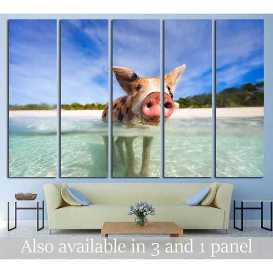 Little piglet in a water at beach on Exuma Bahamas №2350 Ready to Hang Canvas PrintCanvas art arrives ready to hang, with hanging accessories included and no additional framing required. Every canvas print is hand-crafted, made on-demand at our workshop a