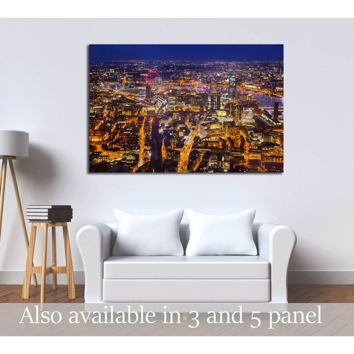 London at sunset, panoramic view at night with city lights №2974 Ready to Hang Canvas Print - Zellart Canvas Prints ALL_Products, s-2974