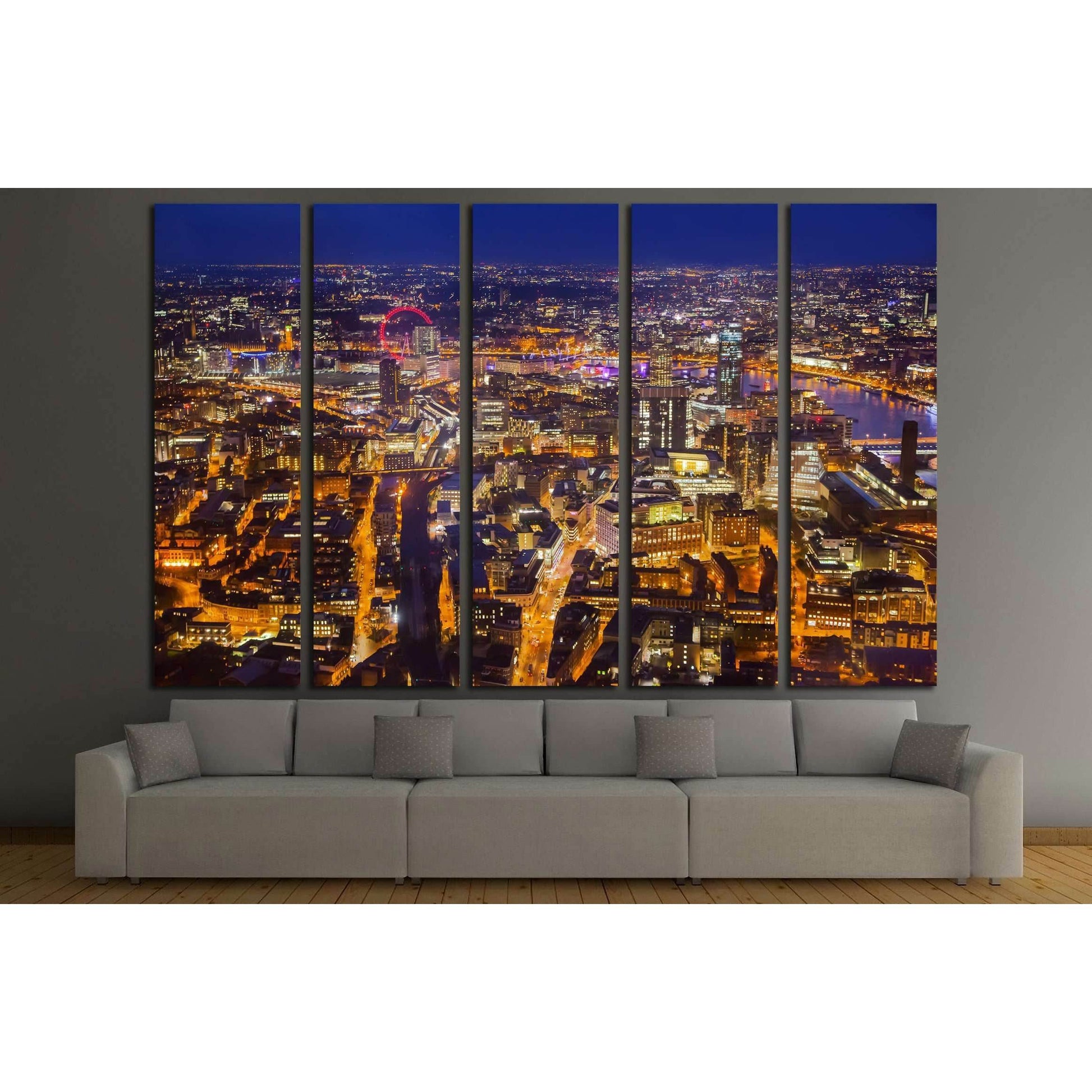 London at sunset, panoramic view at night with city lights №2974 Ready to Hang Canvas PrintCanvas art arrives ready to hang, with hanging accessories included and no additional framing required. Every canvas print is hand-crafted, made on-demand at our wo