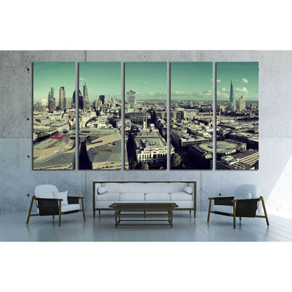 London city rooftop view panorama with urban architectures №2286 Ready to Hang Canvas Print - Zellart Canvas Prints ALL_Products, s-2286