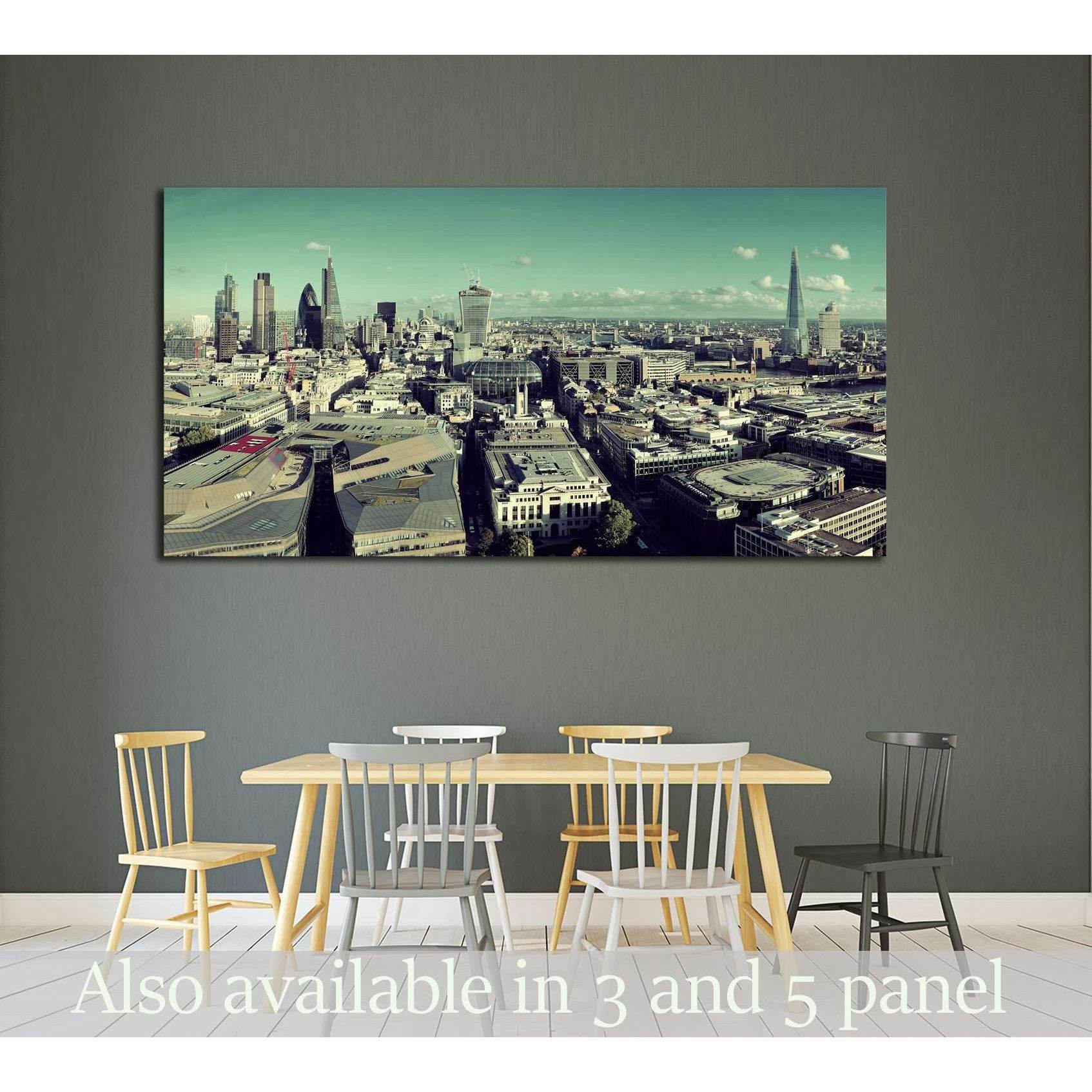 London city rooftop view panorama with urban architectures №2286 Ready to Hang Canvas Print - Zellart Canvas Prints ALL_Products, s-2286