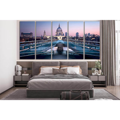 London Millennium Bridge №SL1103 Ready to Hang Canvas Print - Zellart Canvas Prints 0new, ALL_Products, Bridges Wall Art