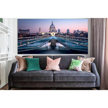 London Millennium Bridge №SL1103 Ready to Hang Canvas Print - Zellart Canvas Prints 0new, ALL_Products, Bridges Wall Art