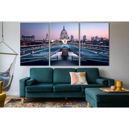 London Millennium Bridge №SL1103 Ready to Hang Canvas Print - Zellart Canvas Prints 0new, ALL_Products, Bridges Wall Art