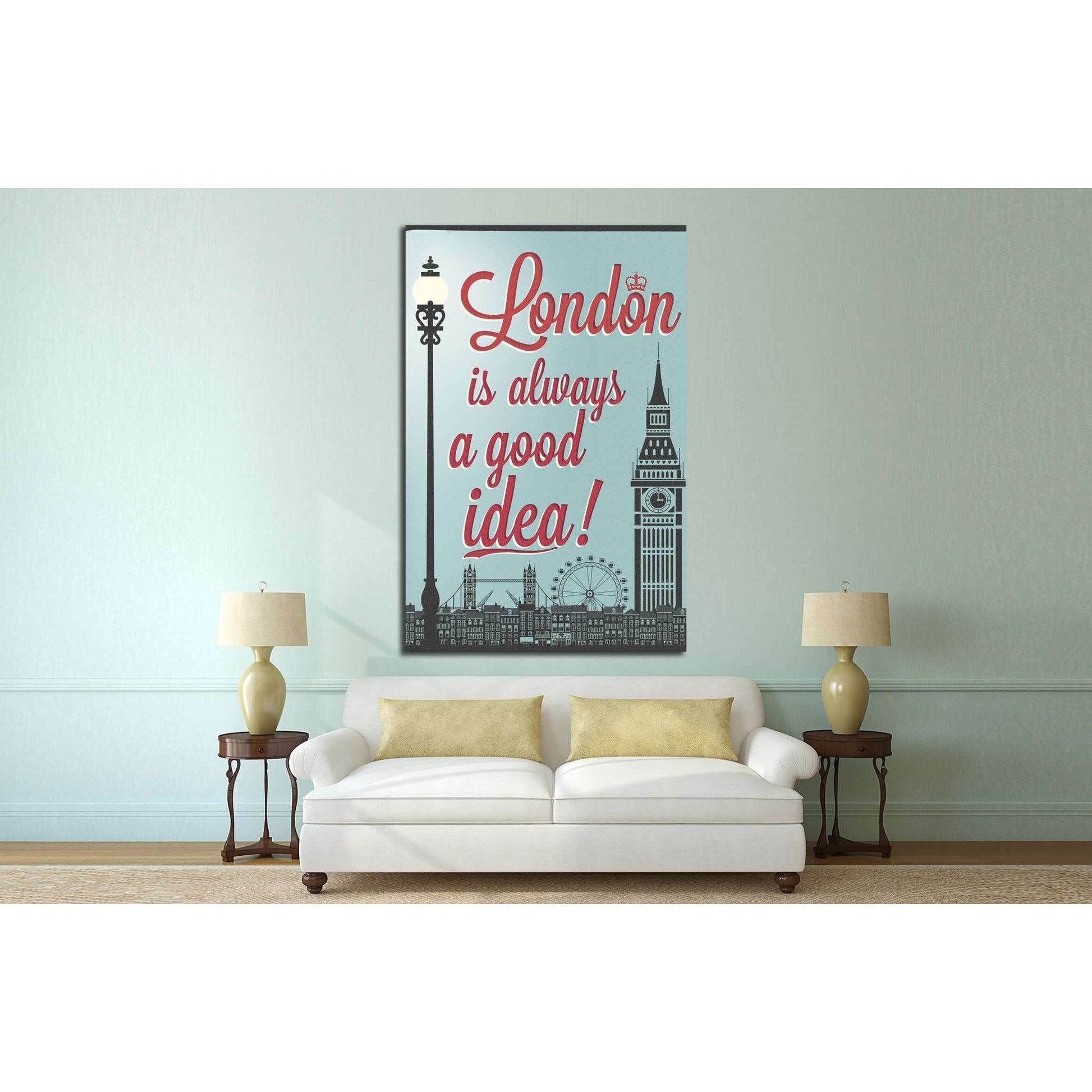 London Symbols And Landmarks №4526 Ready to Hang Canvas Print - Zellart Canvas Prints ALL_Products, s-4526