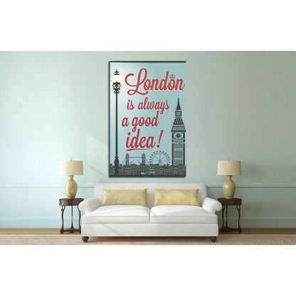 London Symbols And Landmarks №4526 Ready to Hang Canvas Print - Zellart Canvas Prints ALL_Products, s-4526
