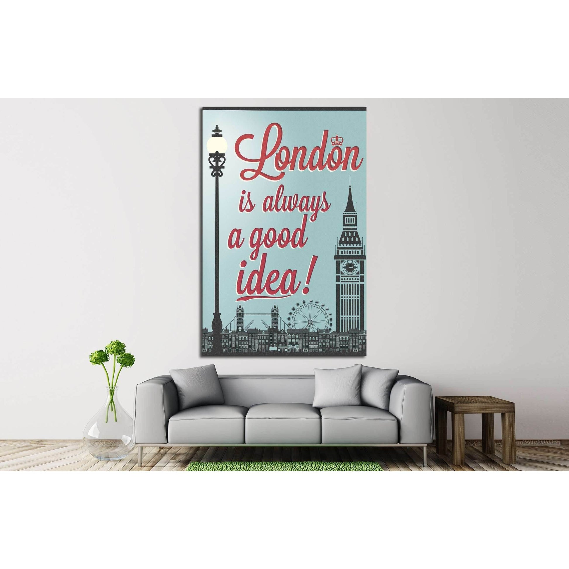 London Symbols And Landmarks №4526 Ready to Hang Canvas Print - Zellart Canvas Prints ALL_Products, s-4526