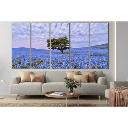 Lone Tree In Flower Field №SL809 Ready to Hang Canvas Print - Zellart Canvas Prints 0new, ALL_Products, Trees Wall Art