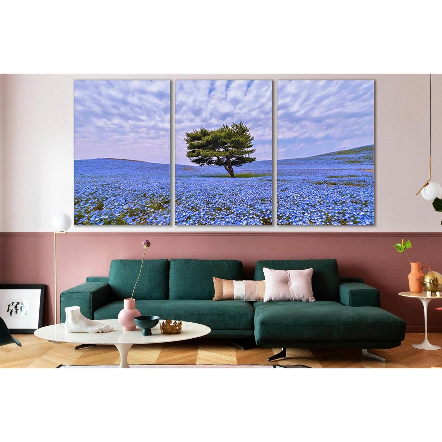 Lone Tree In Flower Field №SL809 Ready to Hang Canvas Print - Zellart Canvas Prints 0new, ALL_Products, Trees Wall Art