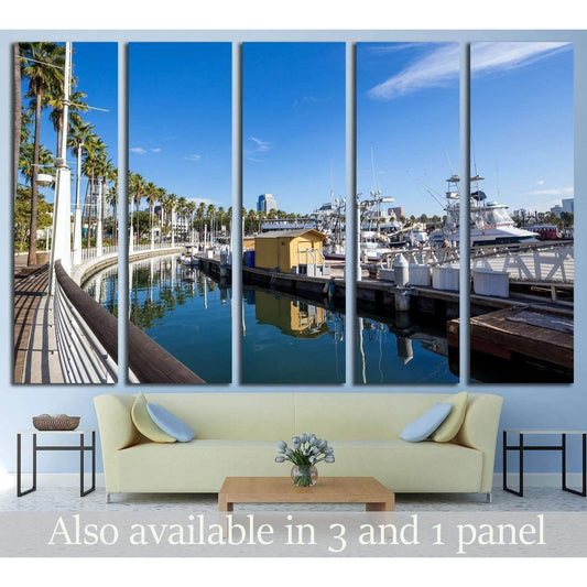 Long Beach Marina and city skyline, Long Beach, California №1689 Ready to Hang Canvas Print - Zellart Canvas Prints ALL_Products, s-1689