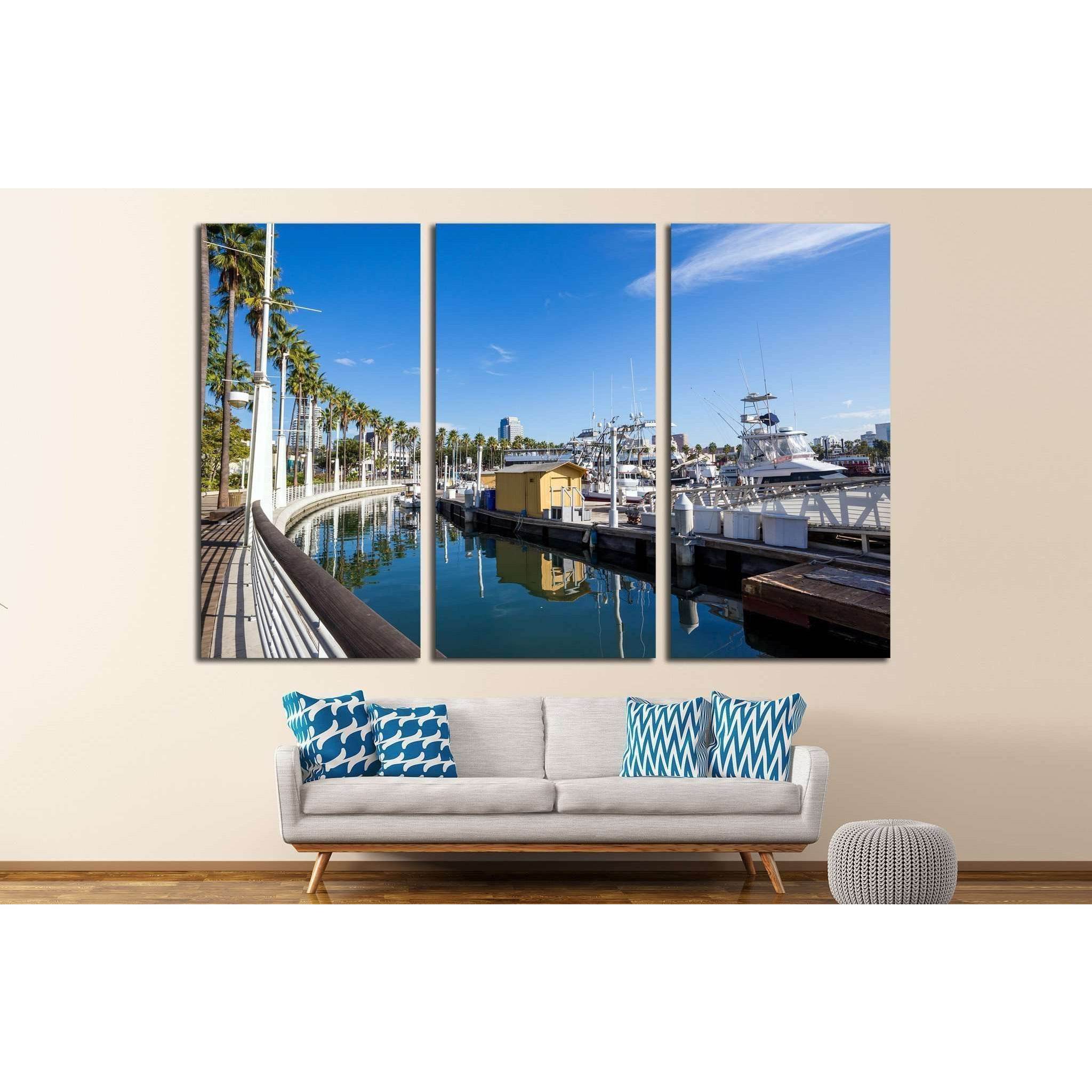 Long Beach Marina and city skyline, Long Beach, California №1689 Ready to Hang Canvas Print