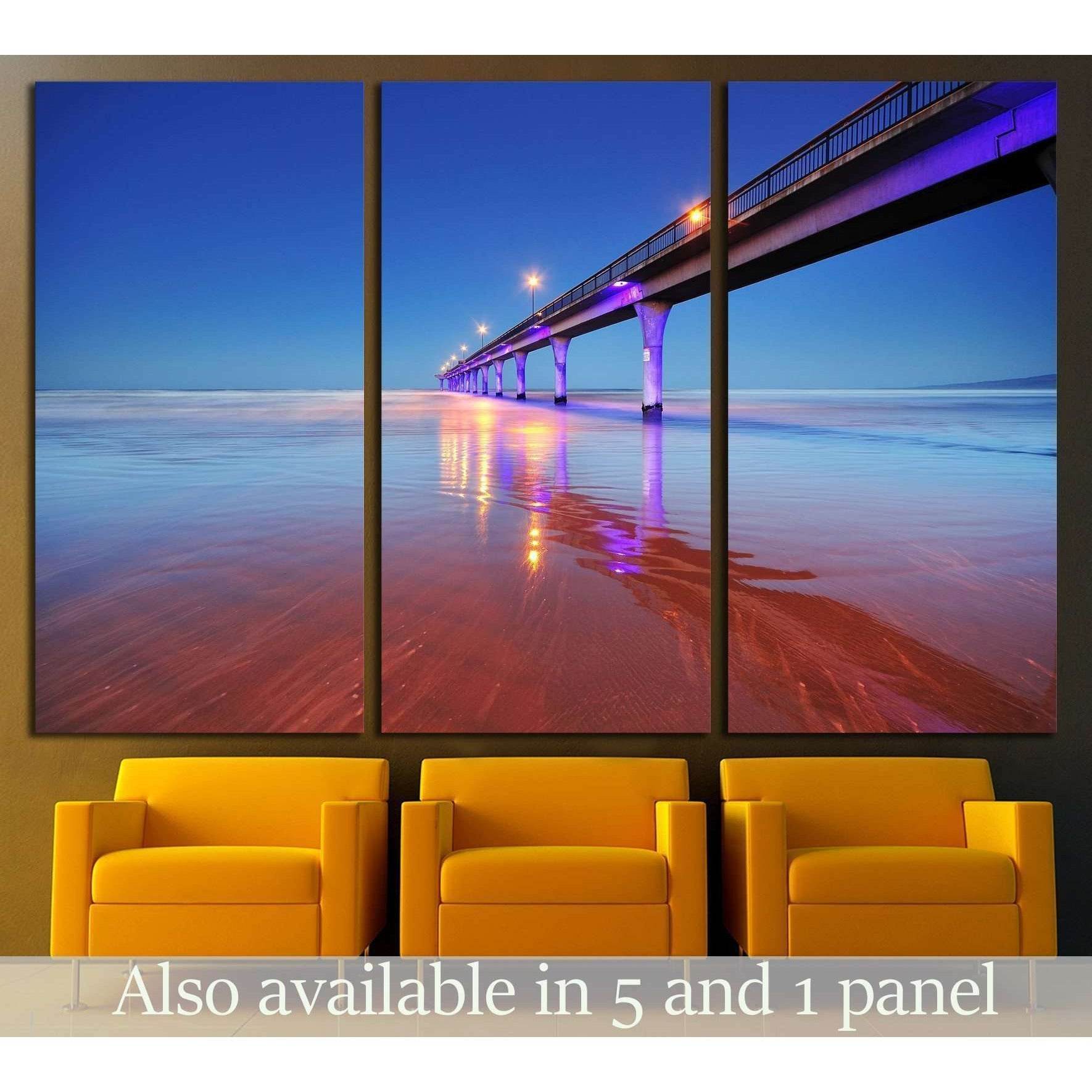 Long exposure of an ocean and New Brighton Pier Christchurch №2254 Ready to Hang Canvas Print