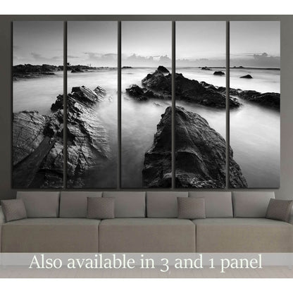 Long exposure seascape in black and white №3138 Ready to Hang Canvas Print - Zellart Canvas Prints ALL_Products, s-3138