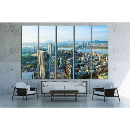 Looking out over downtown Seoul and the Han River №1631 Ready to Hang Canvas Print - Zellart Canvas Prints ALL_Products, s-1631