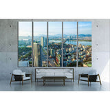 Looking out over downtown Seoul and the Han River №1631 Ready to Hang Canvas Print
