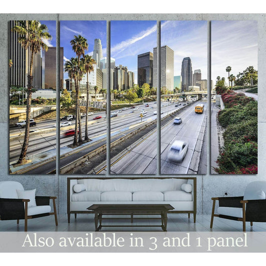 Los Angeles, California, USA downtown cityscape №1635 Ready to Hang Canvas Print - Zellart Canvas Prints ALL_Products, s-1635