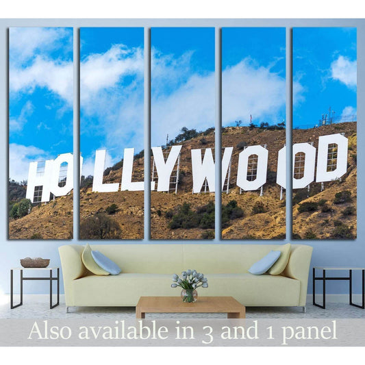 LOS ANGELES, CALIFORNIA,Hollywood sign under a blue sky with clouds №2110 Ready to Hang Canvas Print - Zellart Canvas Prints ALL_Products, s-2110