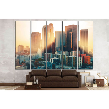 Los Angeles skyline at sunset №886 Ready to Hang Canvas Print - Zellart Canvas Prints ALL_Products, s-886