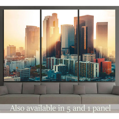Los Angeles skyline at sunset №886 Ready to Hang Canvas Print - Zellart Canvas Prints ALL_Products, s-886