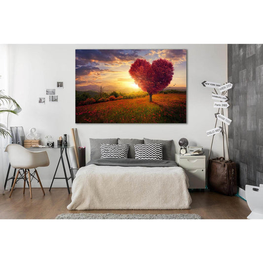 Love Tree Beautiful Sunset №SL233 Ready to Hang Canvas Print - Zellart Canvas Prints 0new, ALL_Products, SUNRISE & SUNSET WALL ART