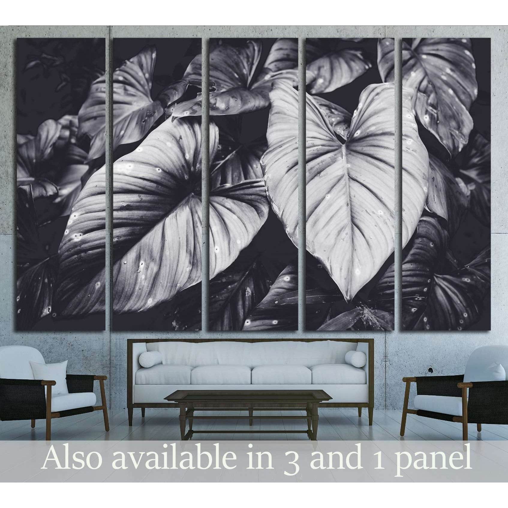Low key Dark lighting Nature background, green leaves in natural light and shadow №2834 Ready to Hang Canvas Print - Zellart Canvas Prints ALL_Products, s-2834