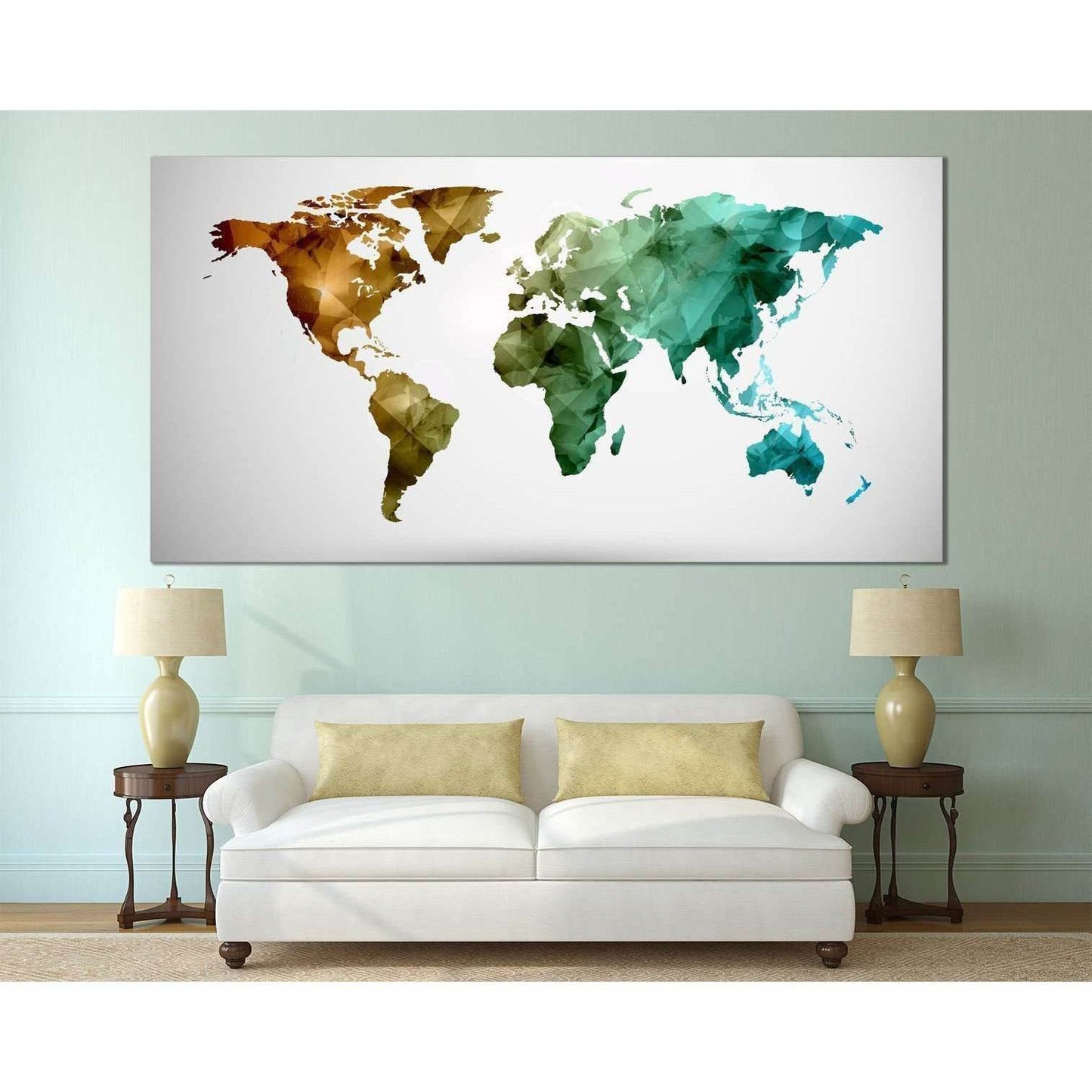 Low Poly World Map №111 Ready to Hang Canvas PrintCanvas art arrives ready to hang, with hanging accessories included and no additional framing required. Every canvas print is hand-crafted, made on-demand at our workshop and expertly stretched around 100%