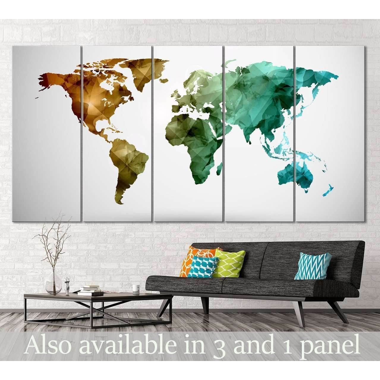 Low Poly World Map №111 Ready to Hang Canvas PrintCanvas art arrives ready to hang, with hanging accessories included and no additional framing required. Every canvas print is hand-crafted, made on-demand at our workshop and expertly stretched around 100%