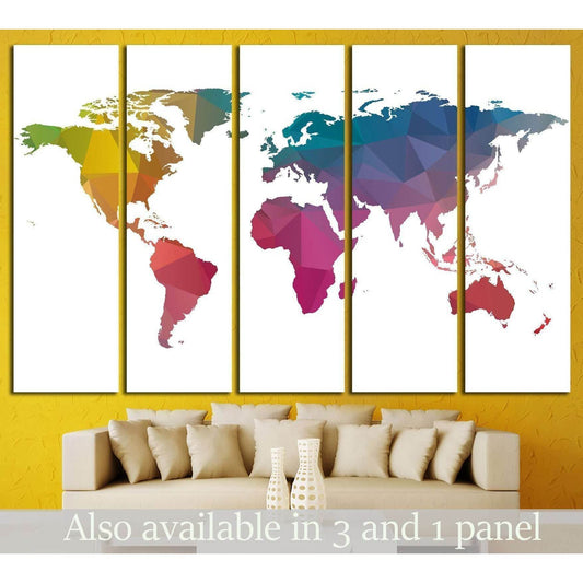low Poly World Map №1455 Ready to Hang Canvas PrintCanvas art arrives ready to hang, with hanging accessories included and no additional framing required. Every canvas print is hand-crafted, made on-demand at our workshop and expertly stretched around 100