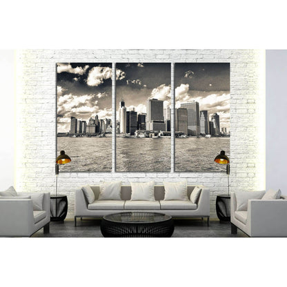 Lower Manhattan on a beautiful sunny day. New York City skyline №2898 Ready to Hang Canvas Print - Zellart Canvas Prints 0_NY_ART, ALL_Products, s-2898