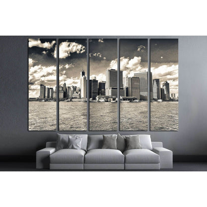Lower Manhattan on a beautiful sunny day. New York City skyline №2898 Ready to Hang Canvas Print - Zellart Canvas Prints 0_NY_ART, ALL_Products, s-2898