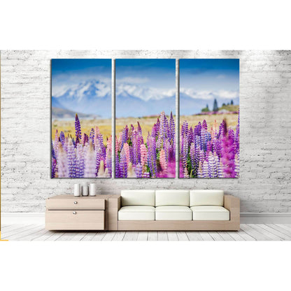 Lupins on the shore of Lake Tekapo, New Zealand №2754 Ready to Hang Canvas Print - Zellart Canvas Prints ALL_Products, s-2754