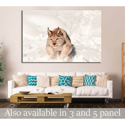 Lynx jumping in fresh snow №1839 Ready to Hang Canvas PrintCanvas art arrives ready to hang, with hanging accessories included and no additional framing required. Every canvas print is hand-crafted, made on-demand at our workshop and expertly stretched ar