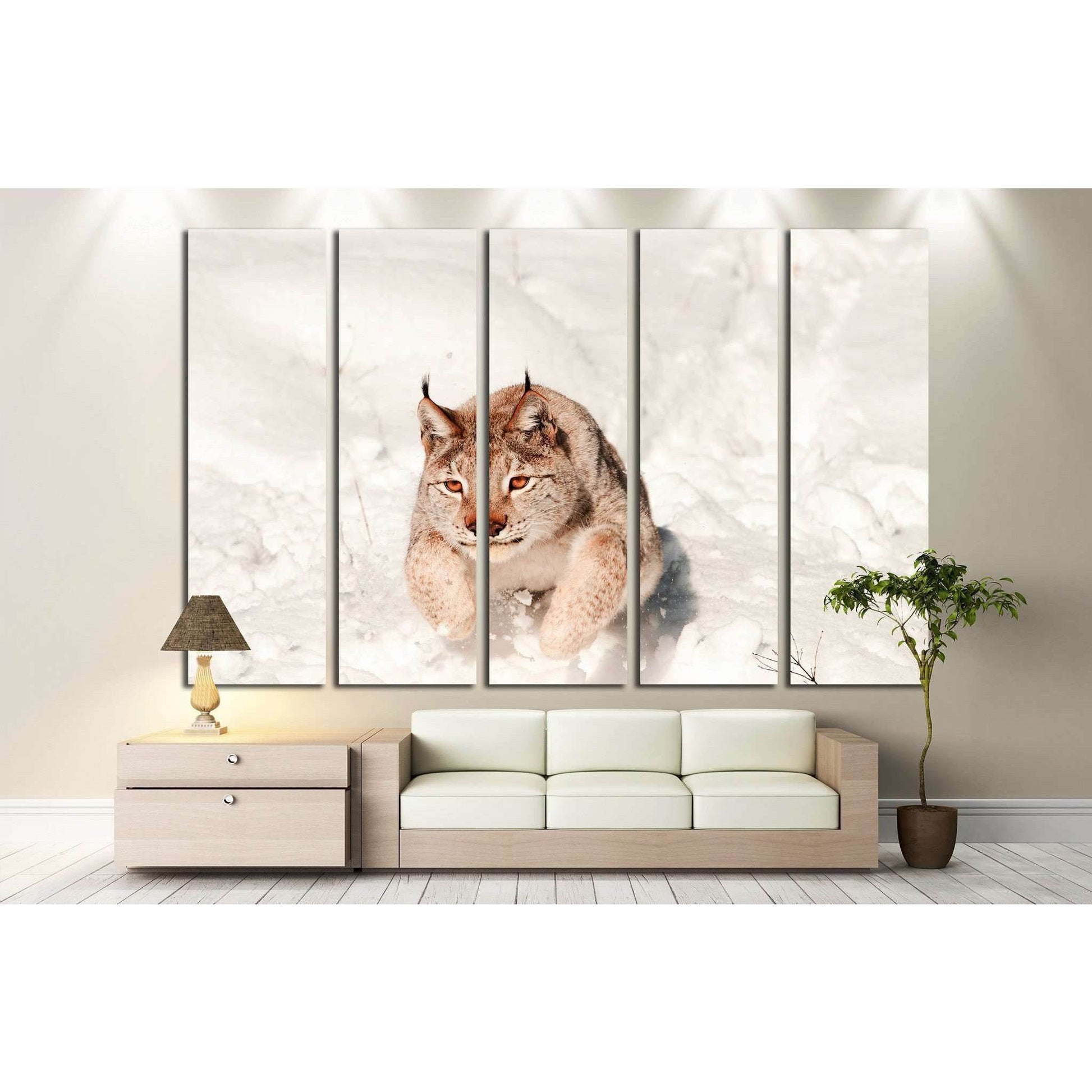 Lynx jumping in fresh snow №1839 Ready to Hang Canvas PrintCanvas art arrives ready to hang, with hanging accessories included and no additional framing required. Every canvas print is hand-crafted, made on-demand at our workshop and expertly stretched ar