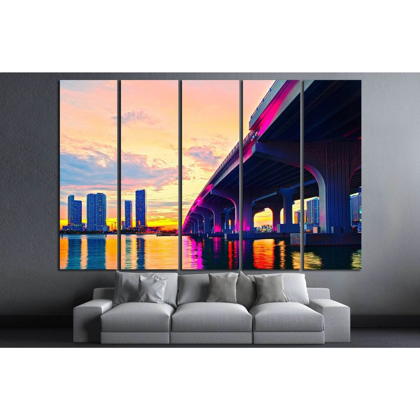 Macarthur bridge, Miami, Florida №1095 Ready to Hang Canvas Print - Zellart Canvas Prints ALL_Products, s-1095