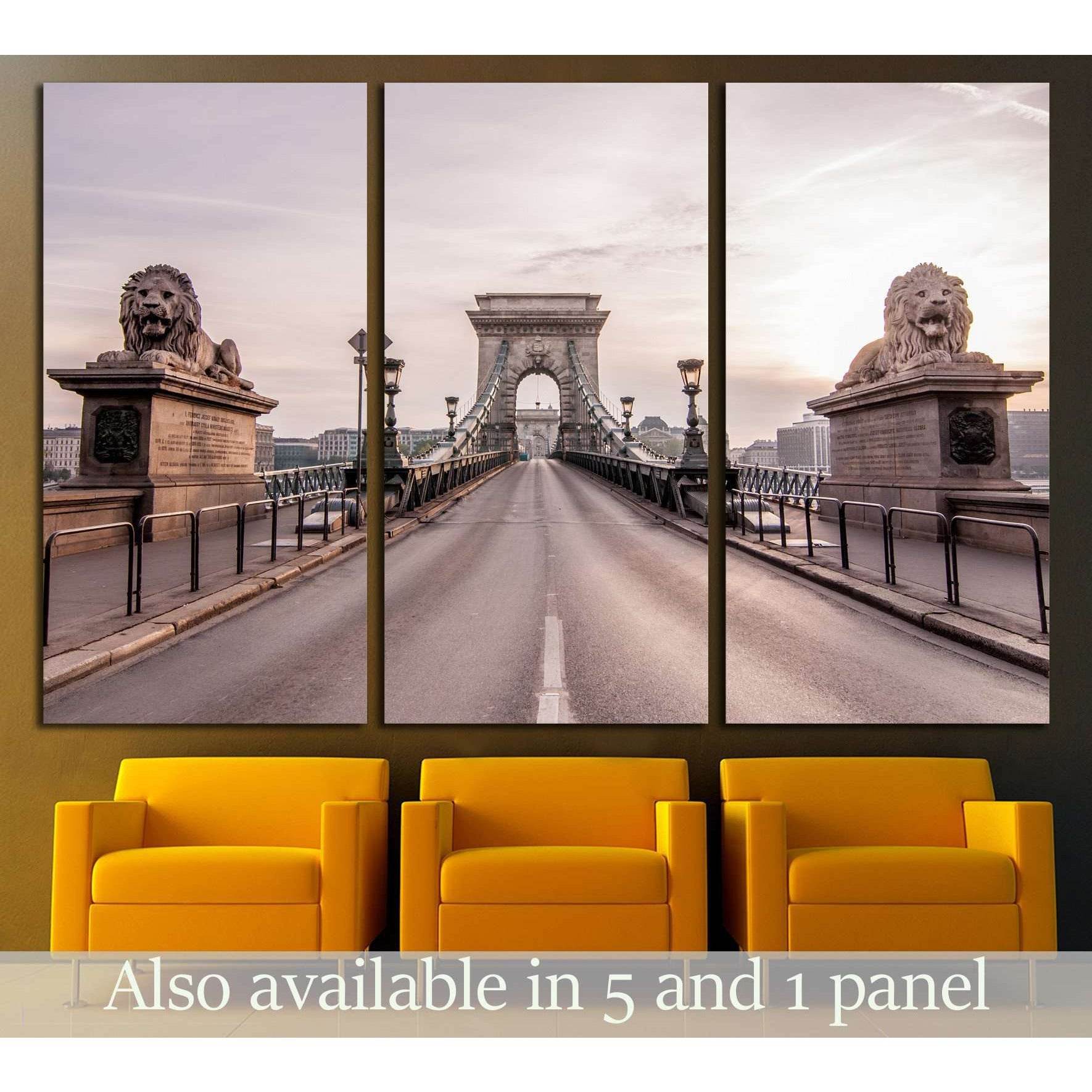 Chain Bridge in beautiful Budapest, the capital of Hungary №2248 Ready to Hang Canvas Print