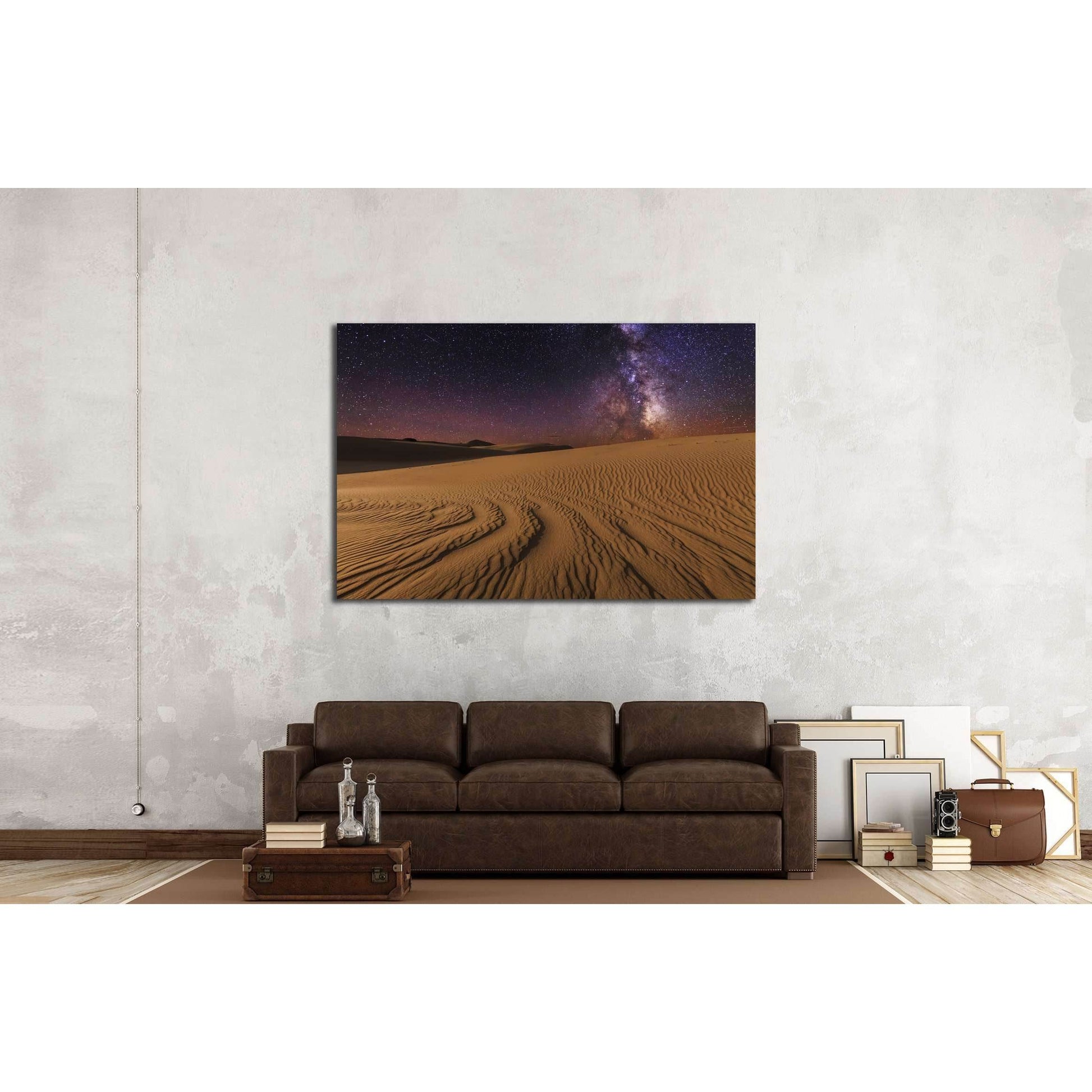 Magnificent starry sky over the desert landscape №3213 Ready to Hang Canvas Print - Zellart Canvas Prints ALL_Products, s-3213