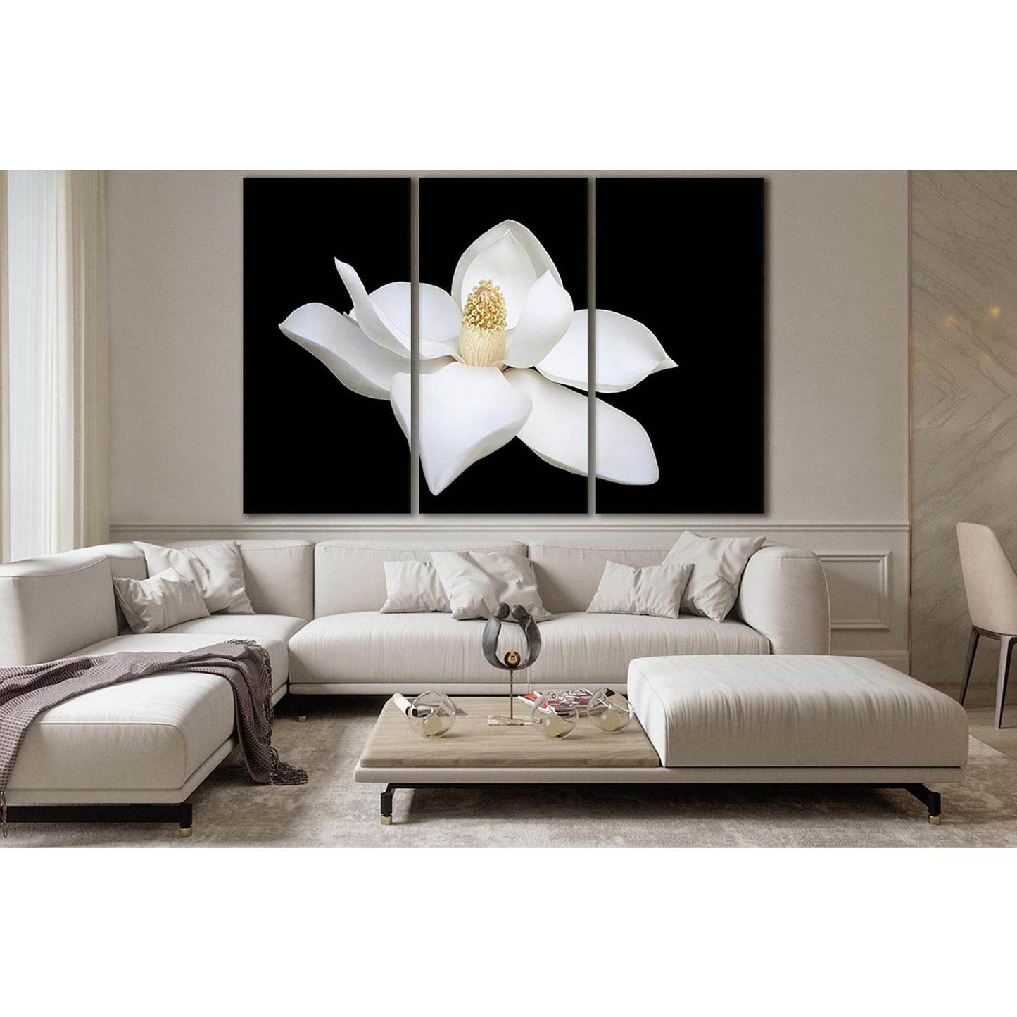 Magnolia On A Black Background №SL688 Ready to Hang Canvas Print - Zellart Canvas Prints 0new, ALL_Products, Floral & Botanical Wall Art