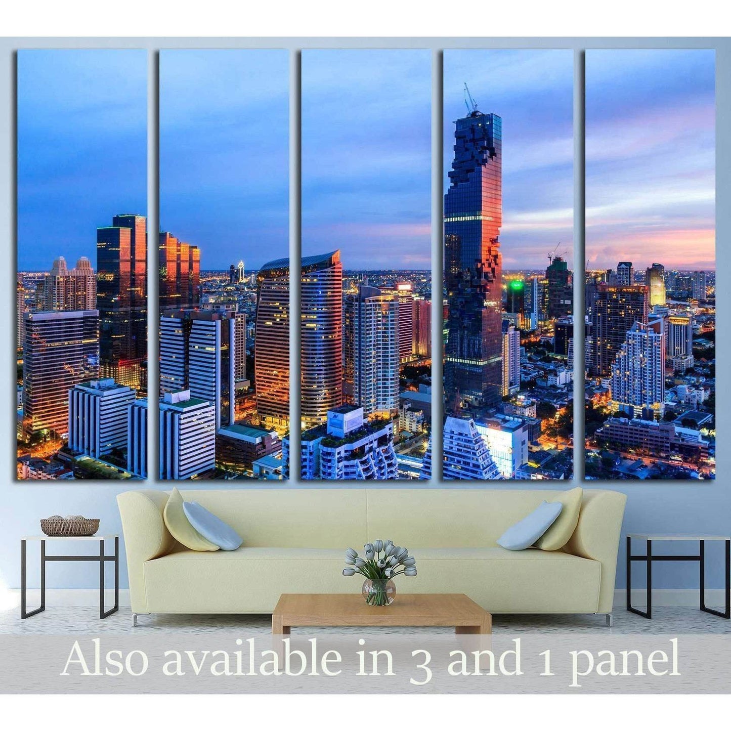 Mahanakorn tower city center business of Bangkok. sunset, Silom area, Bangkok №2206 Ready to Hang Canvas Print - Zellart Canvas Prints ALL_Products, s-2206