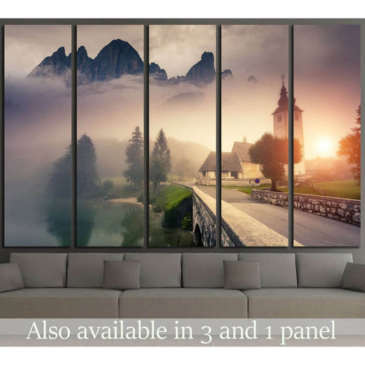 Majestic colorful foggy morning scene in the Triglav national park №2653 Ready to Hang Canvas Print - Zellart Canvas Prints ALL_Products, s-2653