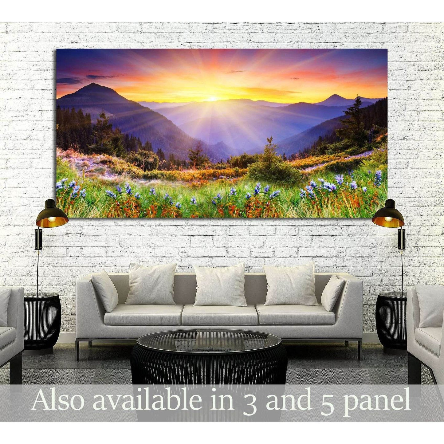 Majestic sunset in the mountains landscape №2669 Ready to Hang Canvas Print - Zellart Canvas Prints ALL_Products, s-2669