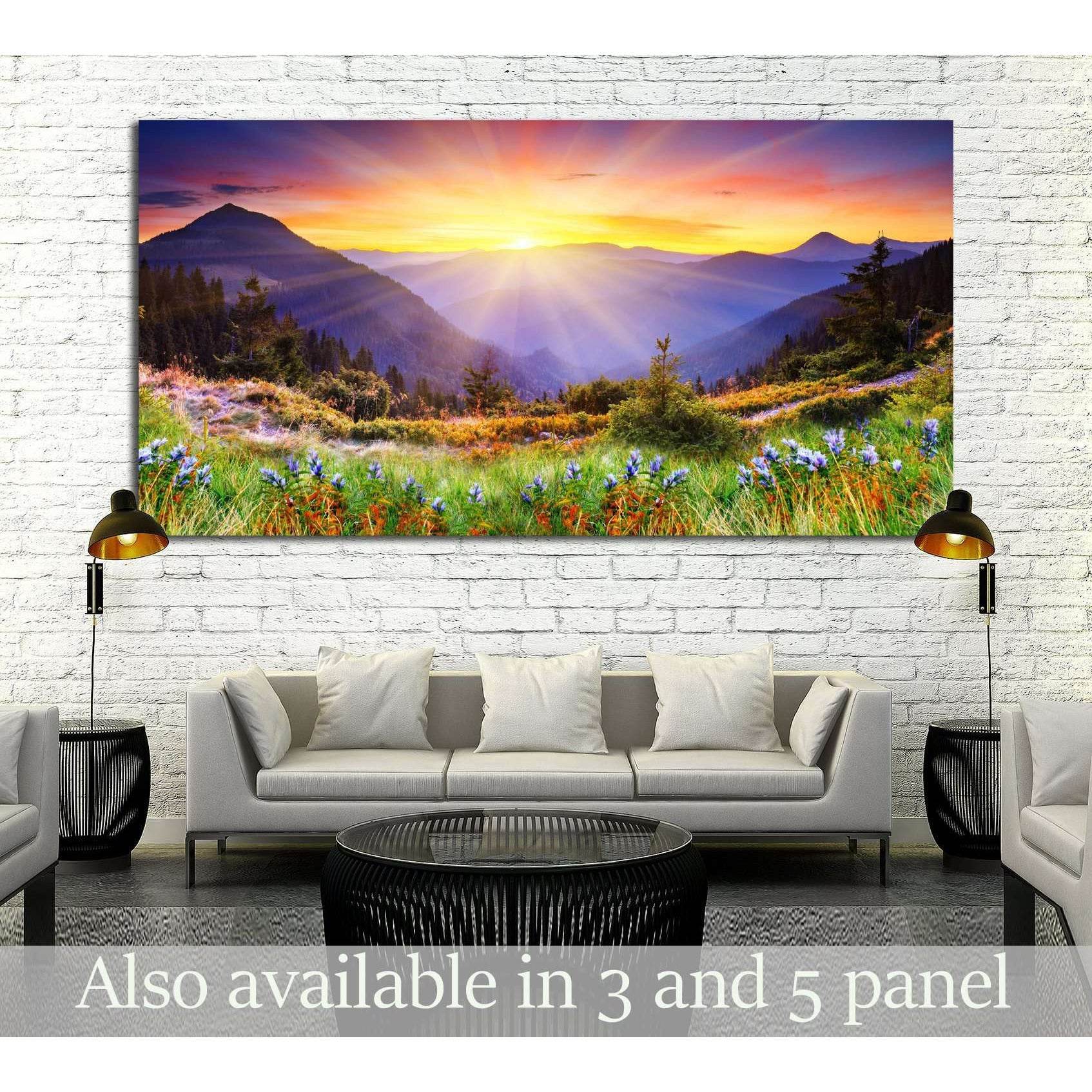 Majestic sunset in the mountains landscape №2669 Ready to Hang Canvas Print - Zellart Canvas Prints ALL_Products, s-2669