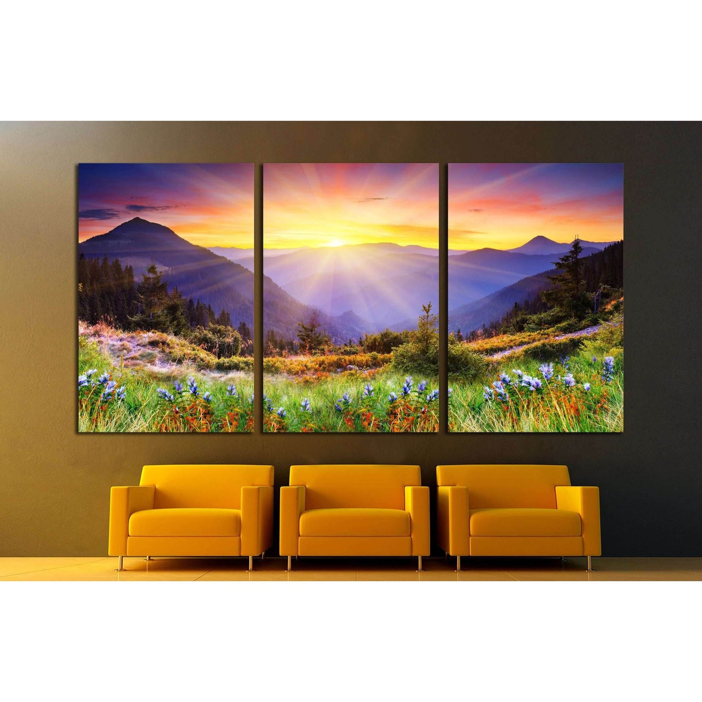 Majestic sunset in the mountains landscape №2669 Ready to Hang Canvas Print - Zellart Canvas Prints ALL_Products, s-2669